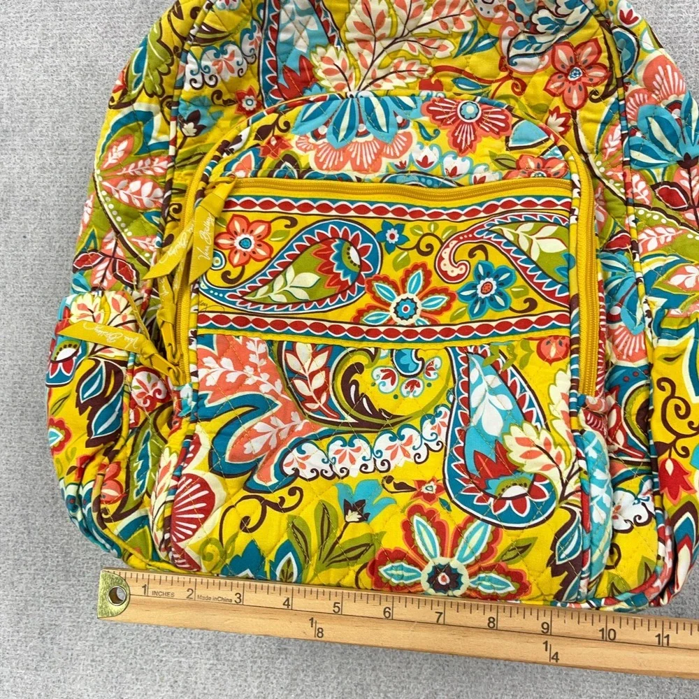 VERA BRADLEY Backpack Provencal Yellow Floral Paisley Colorful Quilted